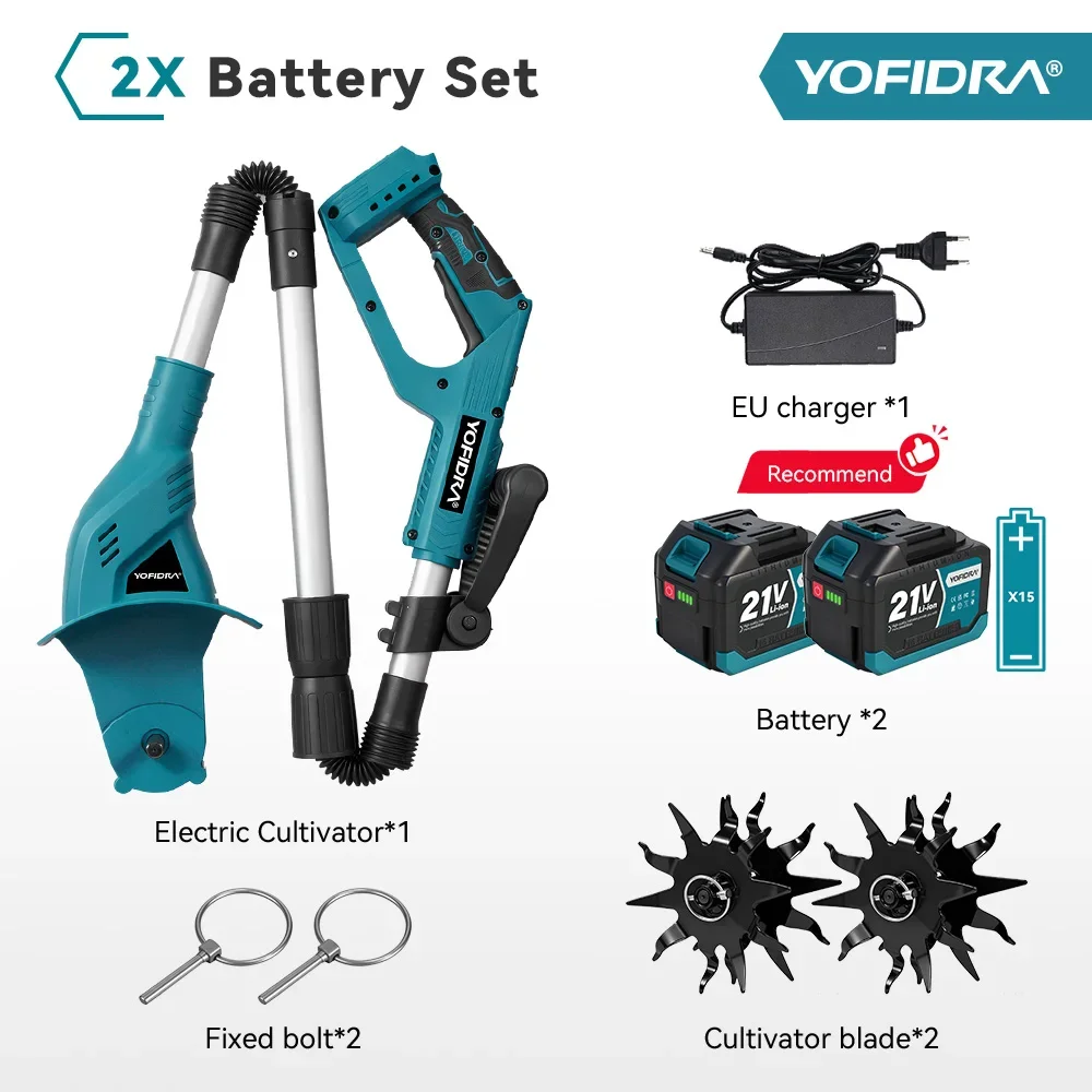 YOFIDRA Elektrische Scarifier Elektrische Tuinfrees Tuincultivator Rototiller Bodembewerkingstool Voor Makita 21V Accu