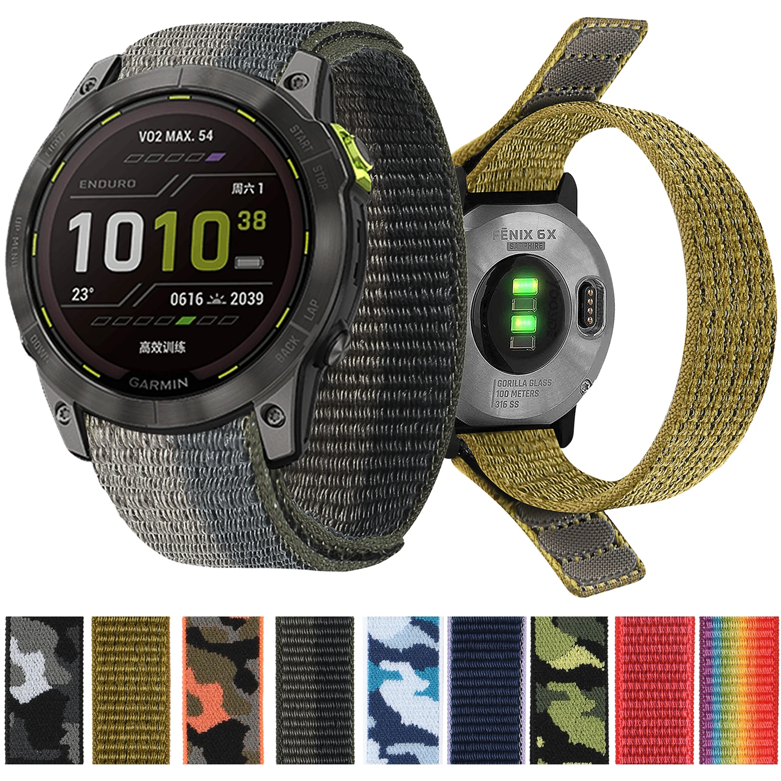 26mm 20mm 22mm náilon pulseiras de relógio para garmin fenix 7x 6x pro 7s 6 6s 5x 5 5S plus/venu 2 plus gancho e laço cinta seca rápida