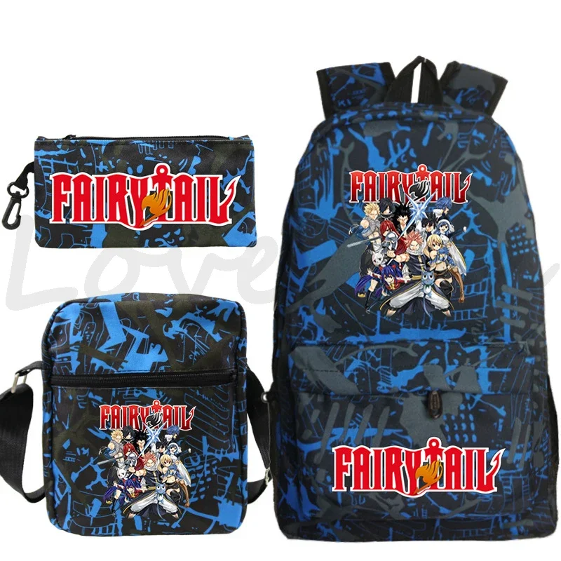 Japanese Anime Bag FAIRY TAIL Backpack for Boys Girls Manga Mochilas 3 Pcs/Set Students Schoolbag Teenage Bookbag Travel Bagpack