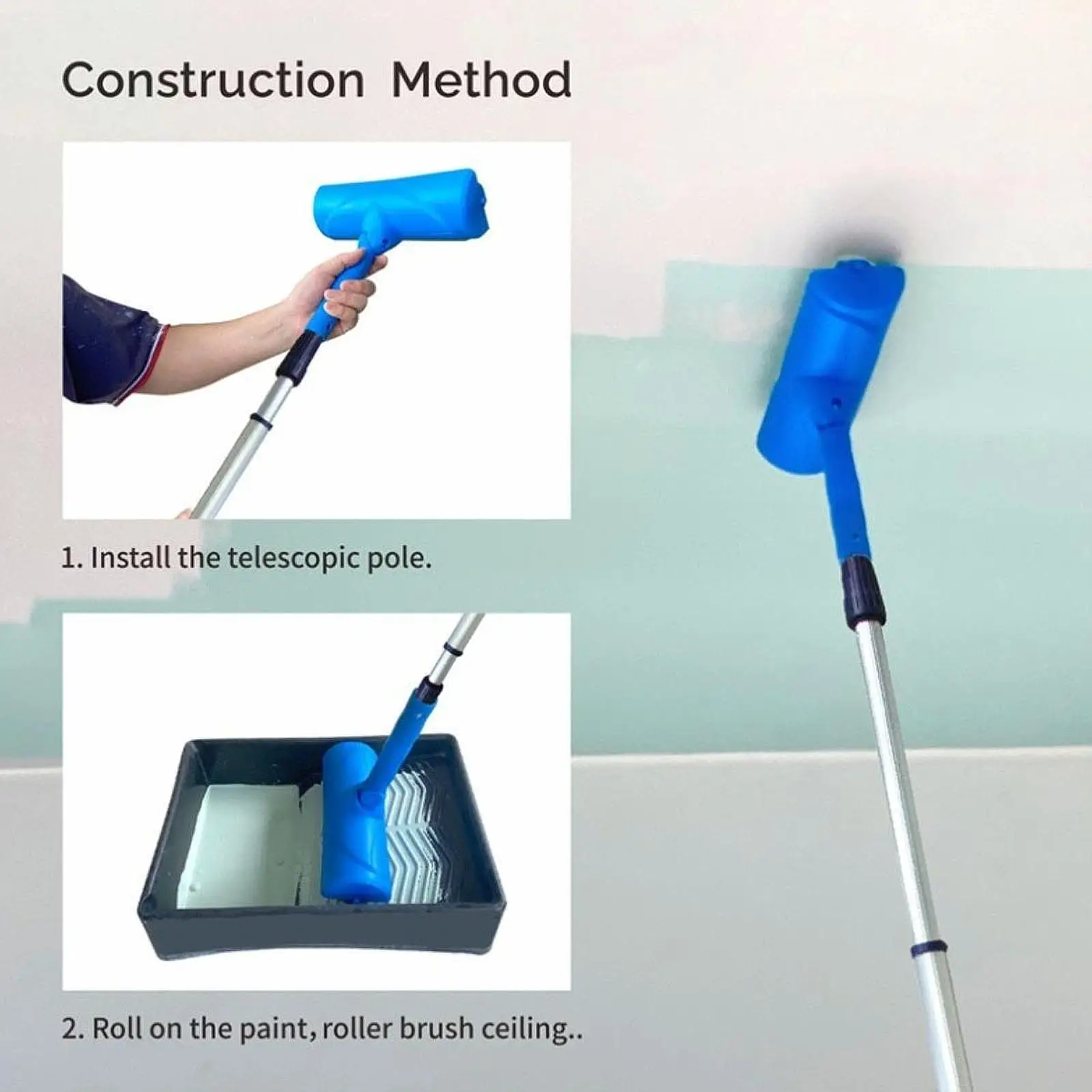 Ceiling Paint Roller Wall Repair Paste Roller Splashproof Handle for House Painting Accessories Indoor Paint Tool
