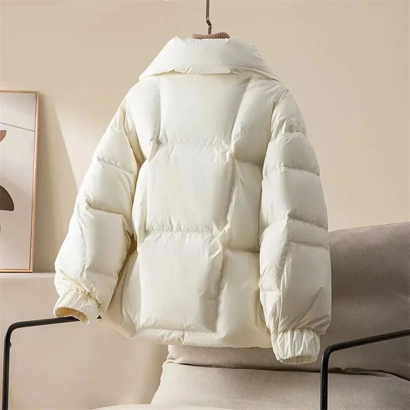 Veste matelassurera en coton pour femmes, Parkas coréennes, Manteau court chaud, Col, Vêtements d'extérieur pour femmes, Nouveau, Hiver, 2024