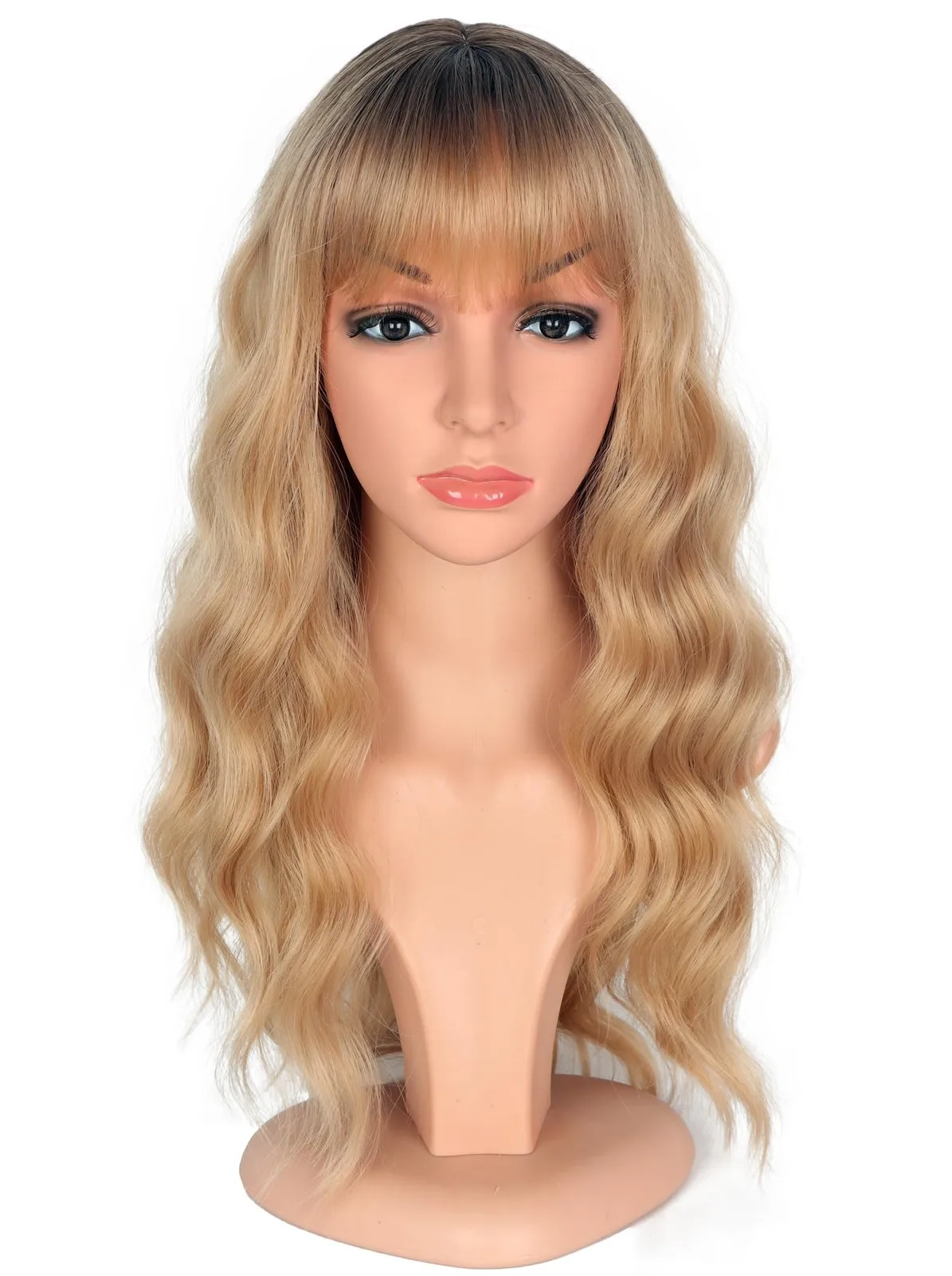 

Medium Long Blonde Wavy Wigs For Women Synthetic Full Hair Blonde Wigs
