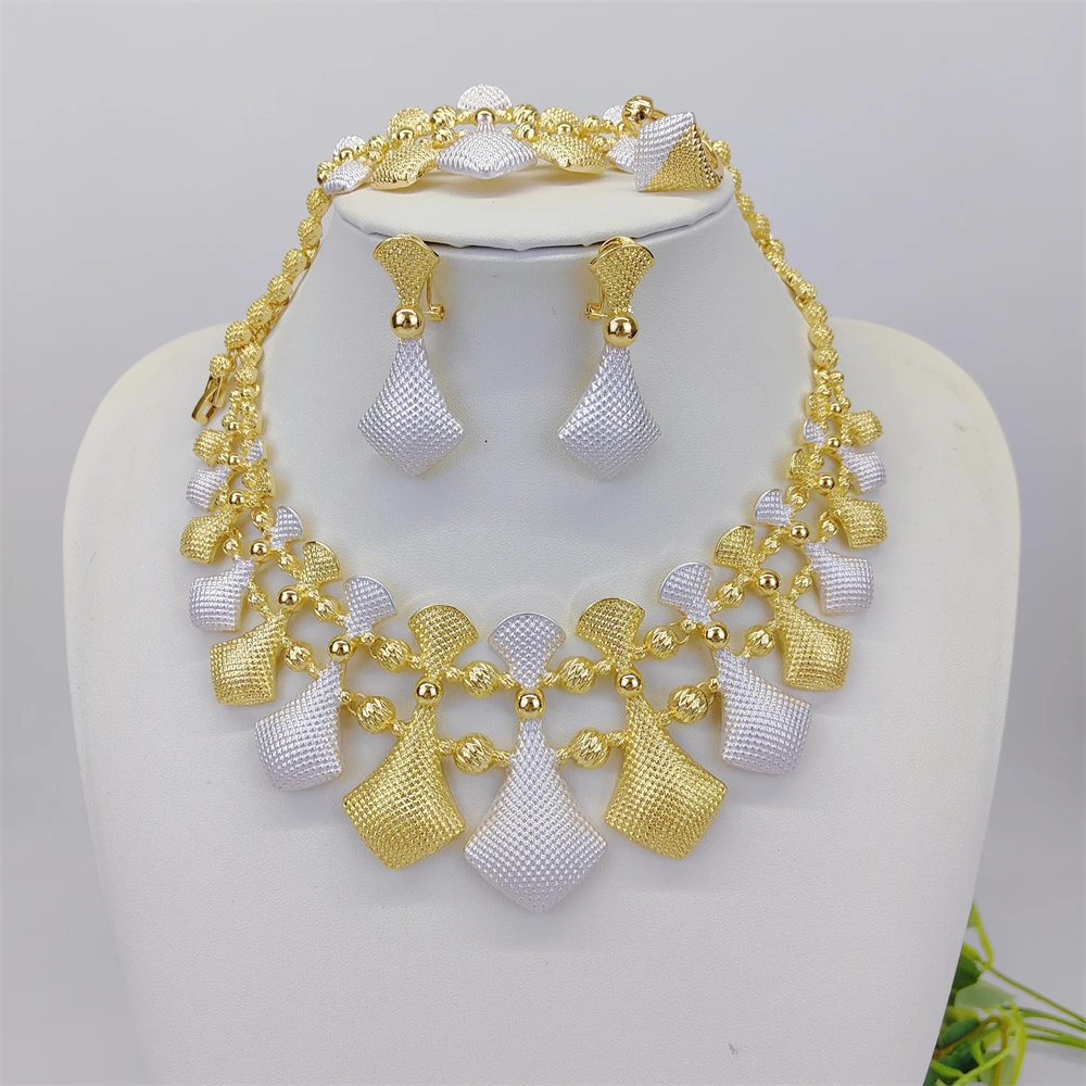 

ESALE Elegant Women Wedding Jewelry Set Italian Dubai 18K Gold Color Multi Layer Jewelry Accessories 2026 Trendy New