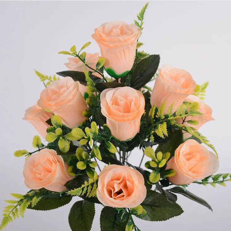 43 cm Rosen-Seidenstrauß, künstliche Rosen, 12 Köpfe, Braut, Hochzeit, Zuhause, Party, Dekoration, künstliche Blumen, künstliche Blumen – Detail 4