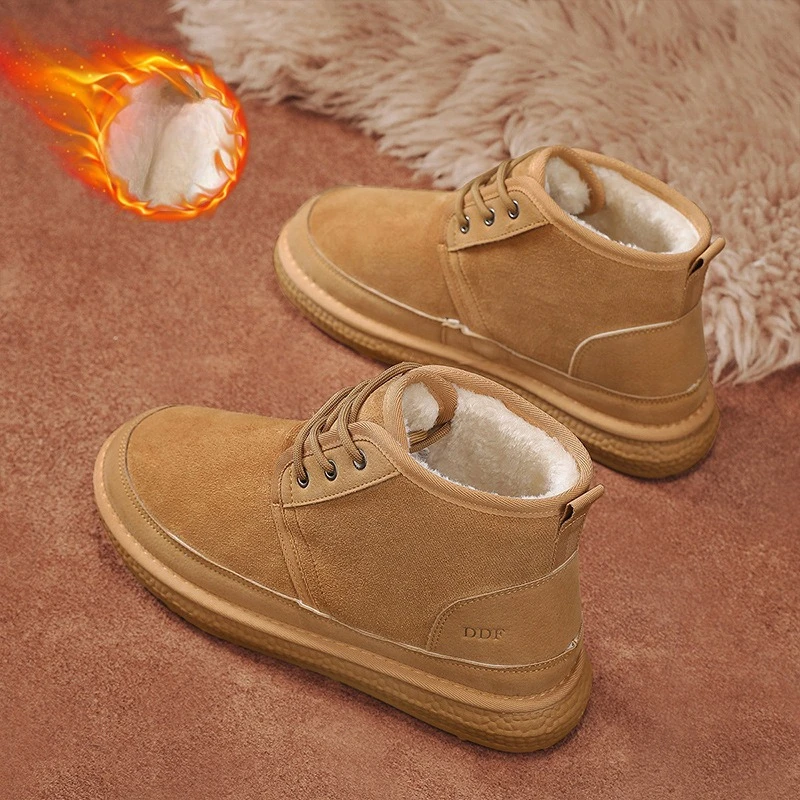 الشتاء عالية أعلى رجل حذاء من الجلد موضة أحذية الثلوج مقاوم للماء أفخم الدافئة في الهواء الطلق الذكور أحذية قطنية منصة لينة الأحذية مع الفراء #4