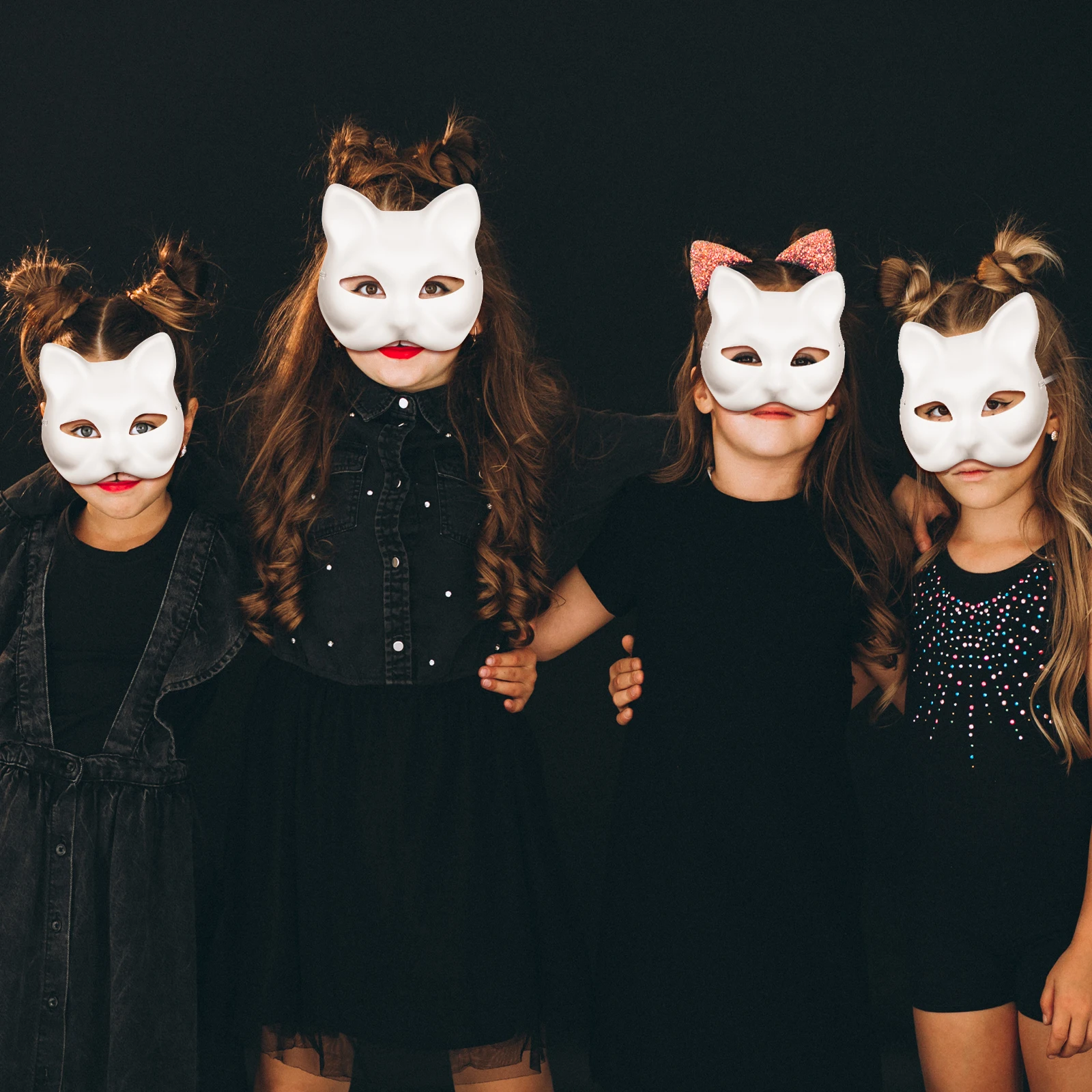 10 قطع من أقنعة القط الورقية الفارغة للحفلات التنكرية للهالوين أقنعة ورقية لتزيين الحرف اليدوية المرسومة يدويًا