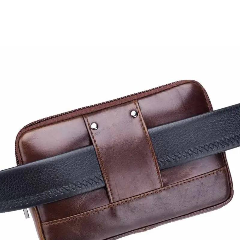 BULLCAPTAIN Male Purse Leisure Sling Bag Small Pocket New Men Waist Bag Leather Sling Cigarette Bag Mobile Phone Bag