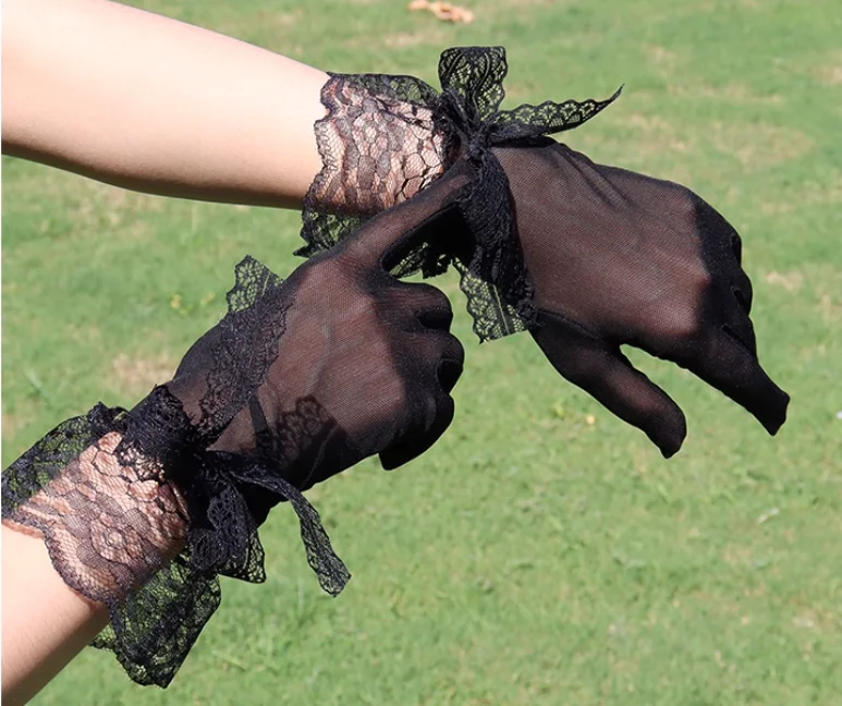 Retro Lace Gloves Women's Thin Black Sexy Mesh