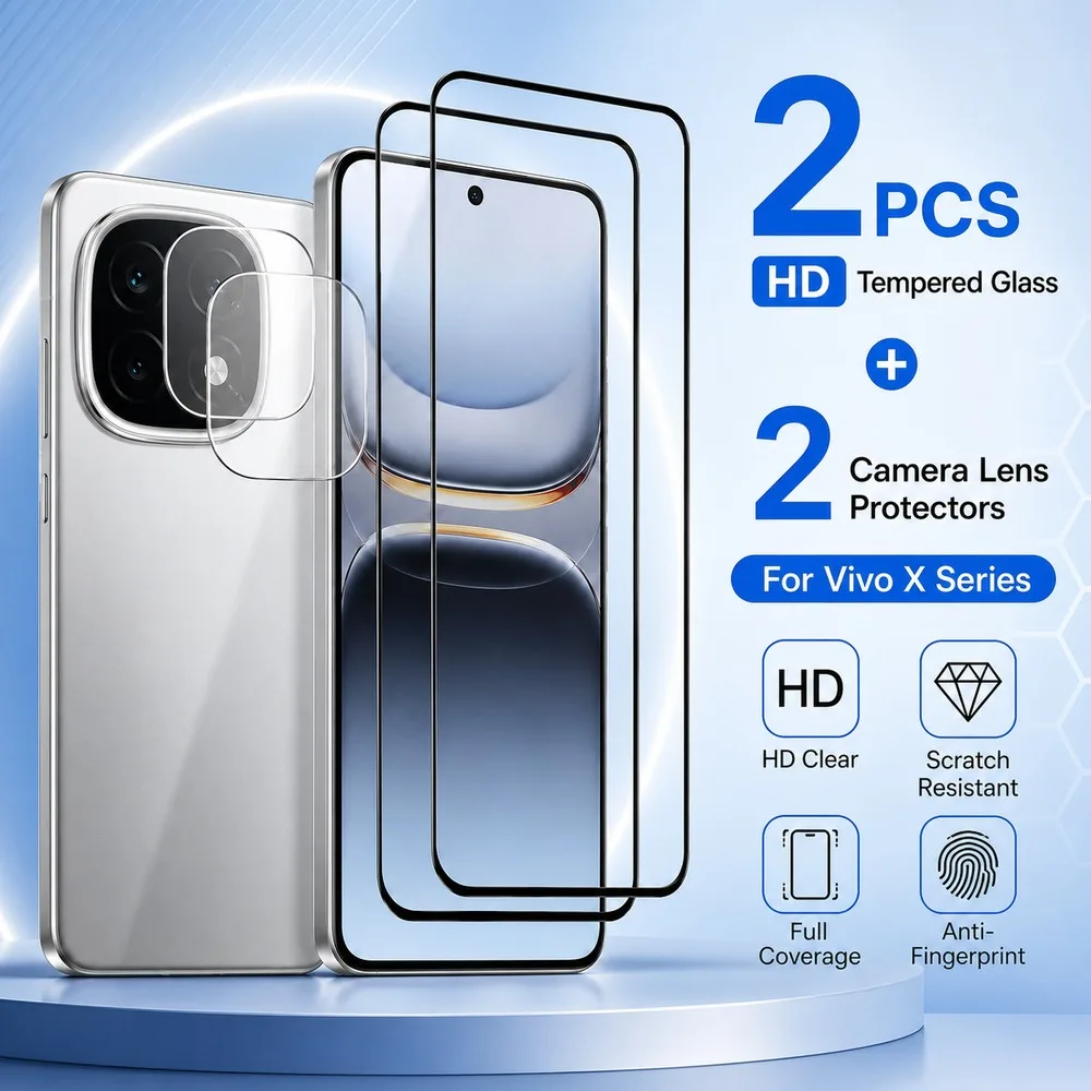 2+2 Stück Panzerglas für vivo X300 X300 FE X300 Pro X300 Ultra Kameraobjektiv Displayschutz für vivo X300s X200 X200 FE HD