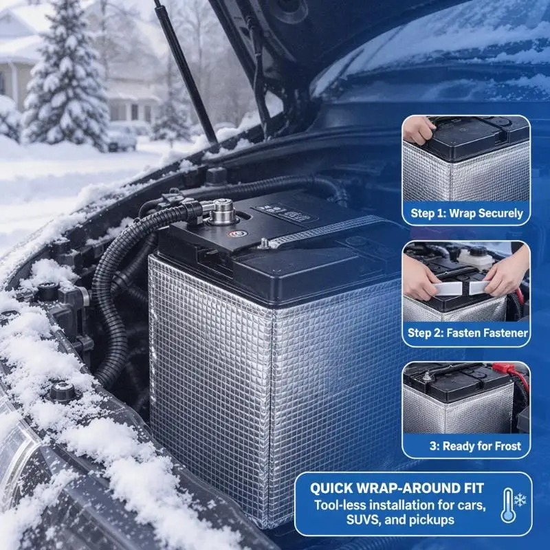 Winter Car Battery Heat Blanket Fireproof Flexible Heated Mat for RV Trailer Boat Marine Vehicle Use