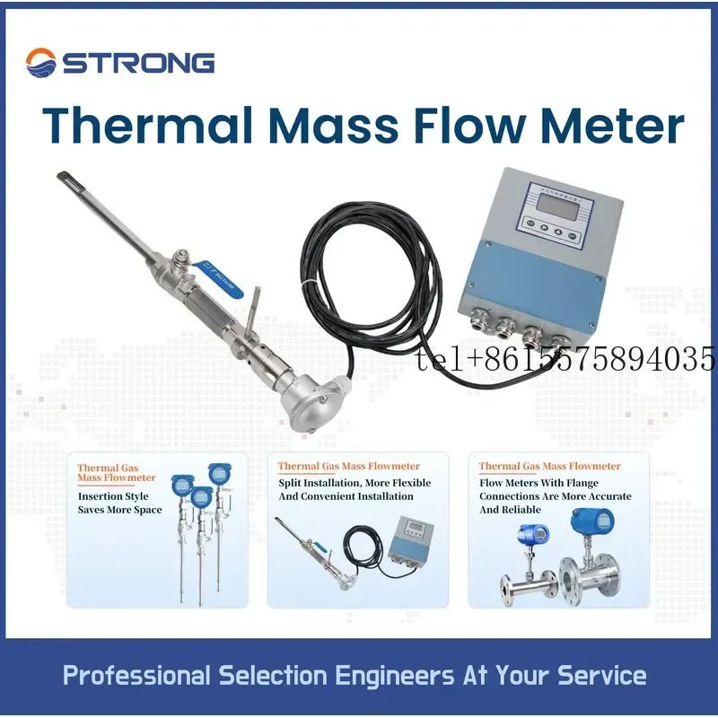 Hot Strong Brand Split-type Stainless Steel Thermal Mass Flow Meter for Air +/-1% Accuracy LCD