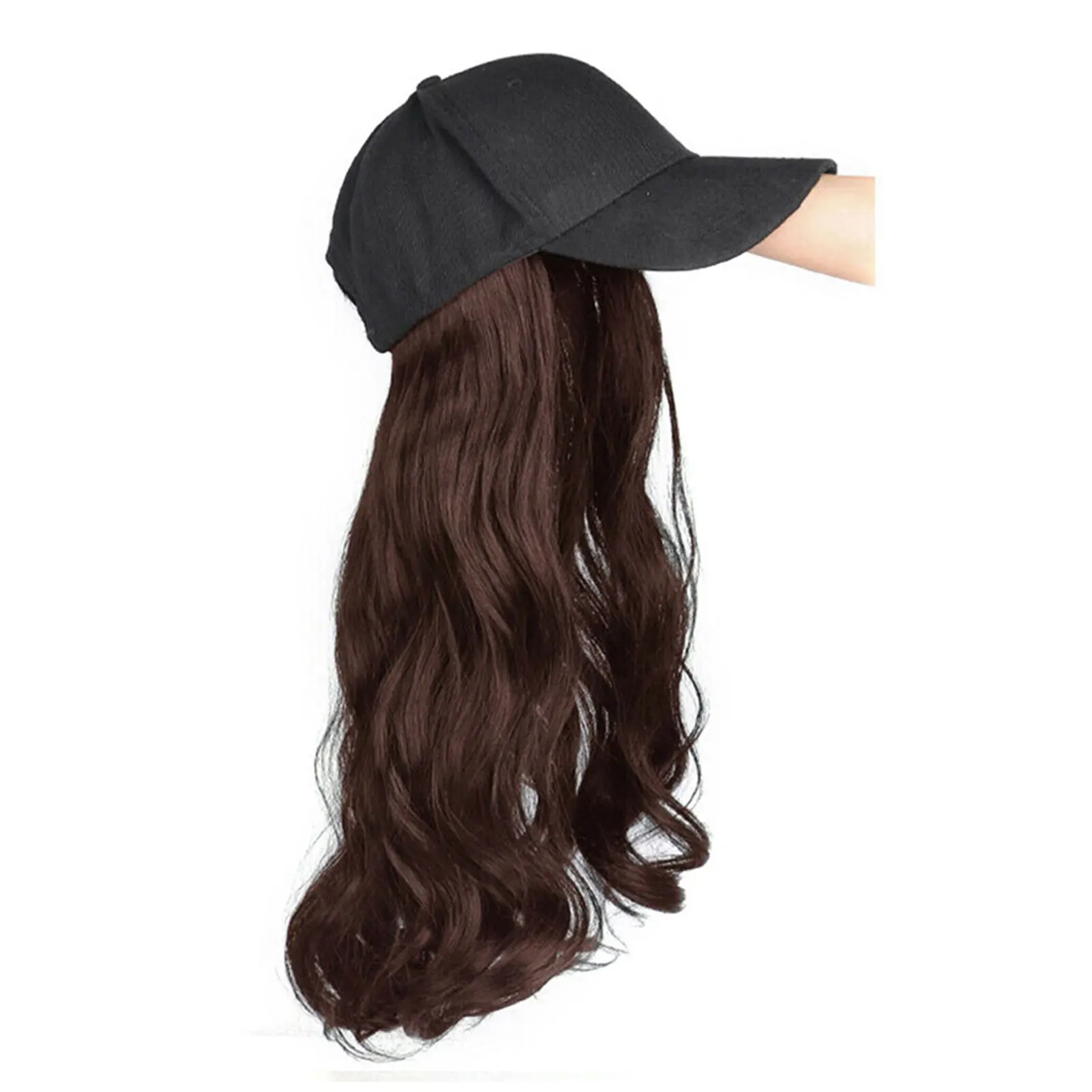 Ladies Casual Party Hair Hat Wavy Corn  Wig with Baseball Hat for Concerts Theme Parties