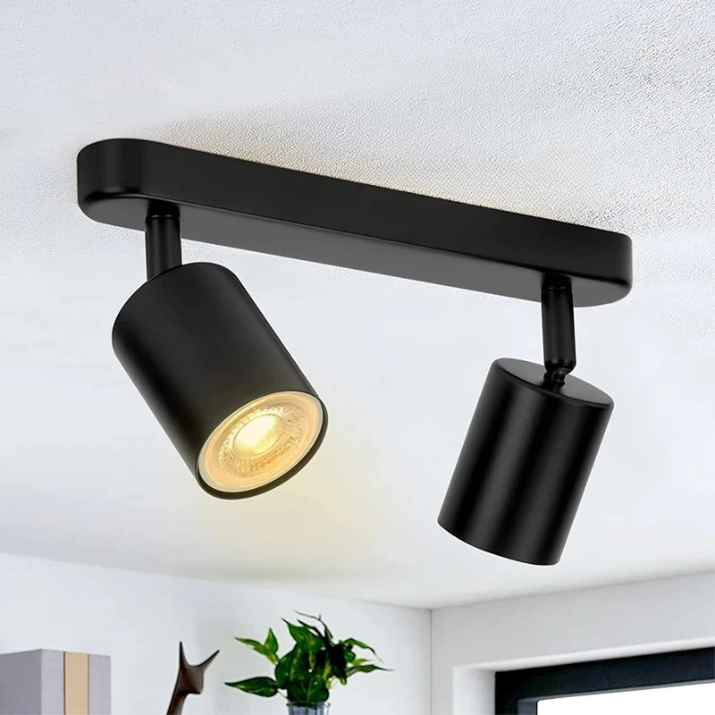 

GU10 Track Lights Black Iron Design Ceiling Light for Kitchen Fixtures Dining Room Decoration Lampshade Adjustable Stairs Lamp