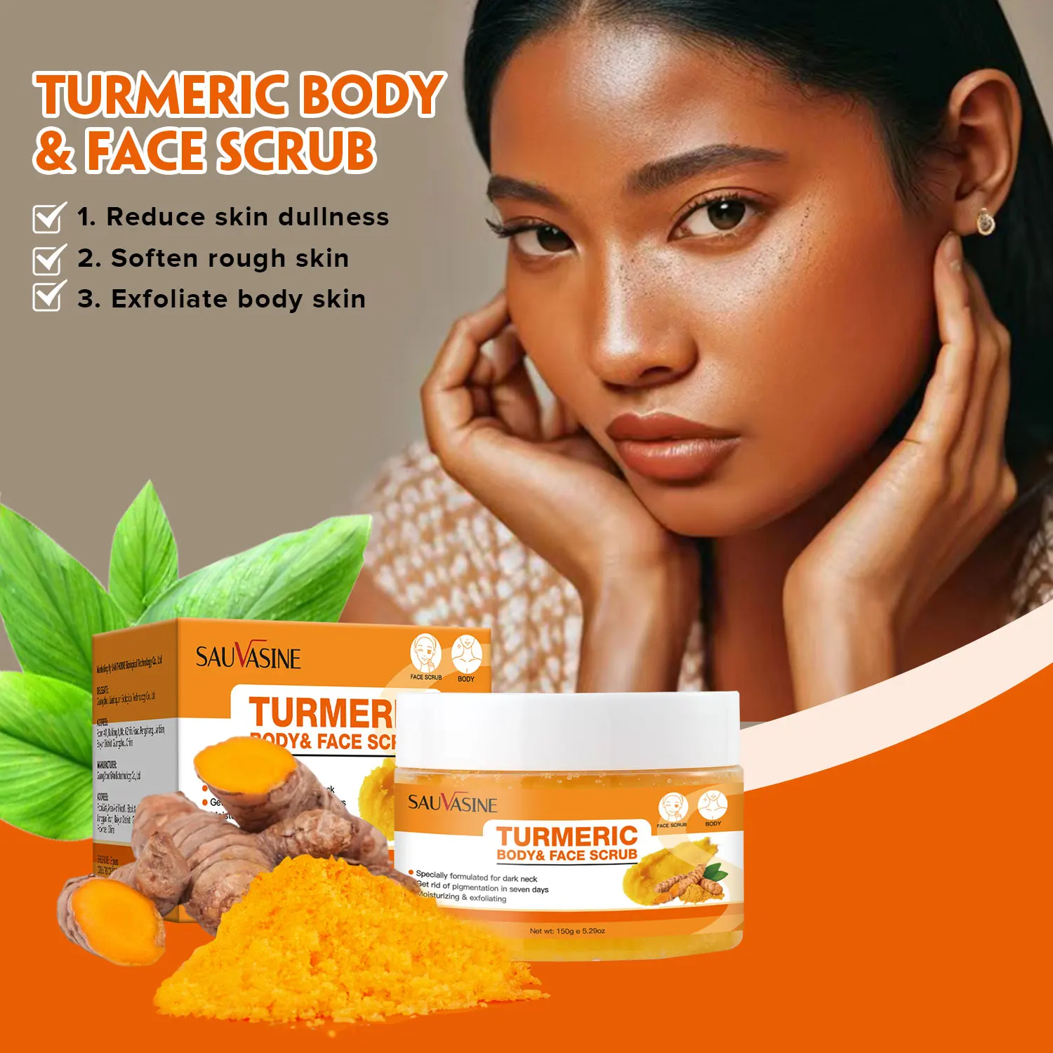 150ML Turmeric Facial Scrub Exfoliating Gel Skin Care Whitening Reduce Skin Dullness Moisturizer Acne Blackhead Treatment Remove