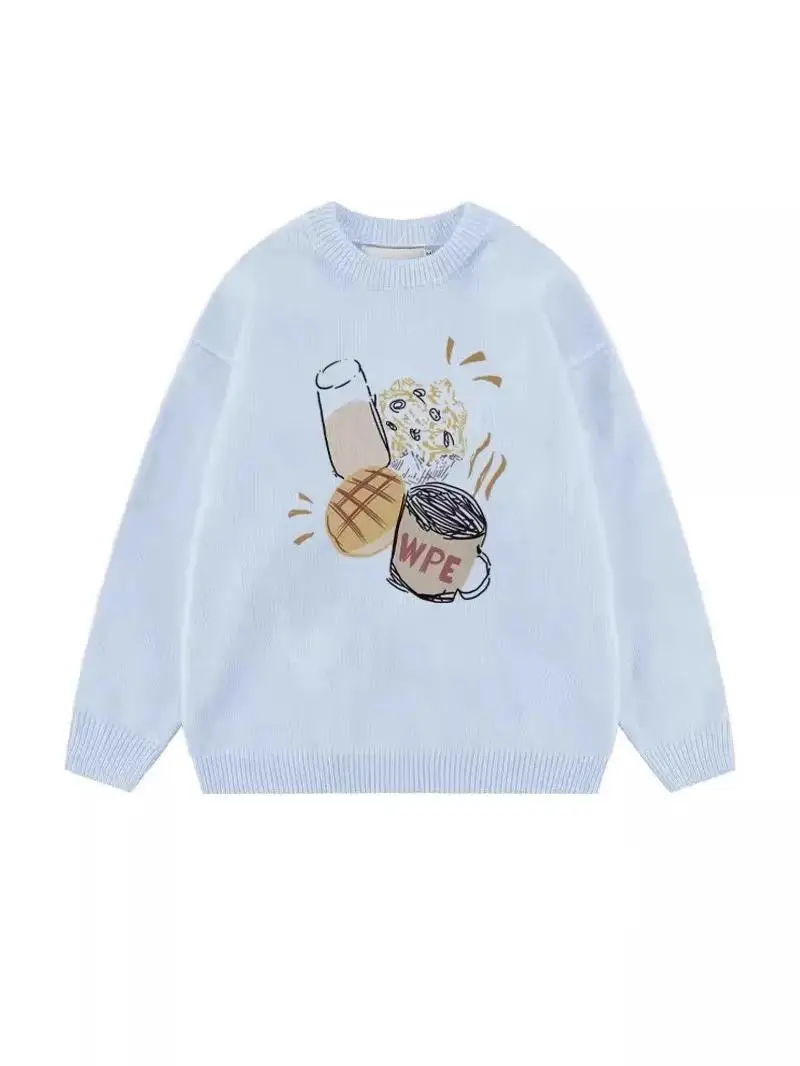 Pull imprimé blanc pour femme, petite taille, paresseux, haut de gamme, sensation, tricoté, irt, automne hiver