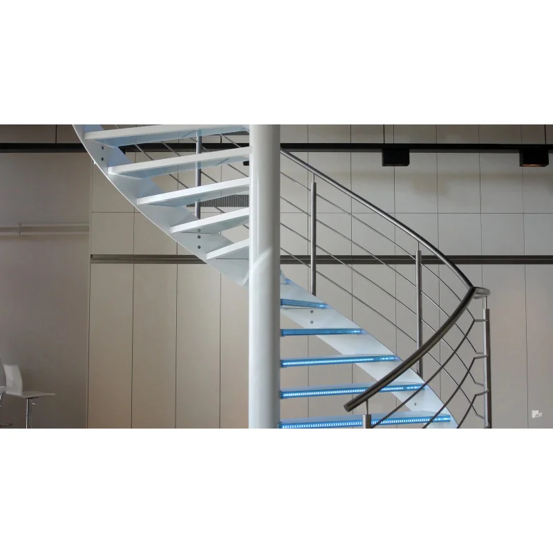 custom.DB LED - Lit Glass Tread Staircase with Metal Railings Modern Interiors