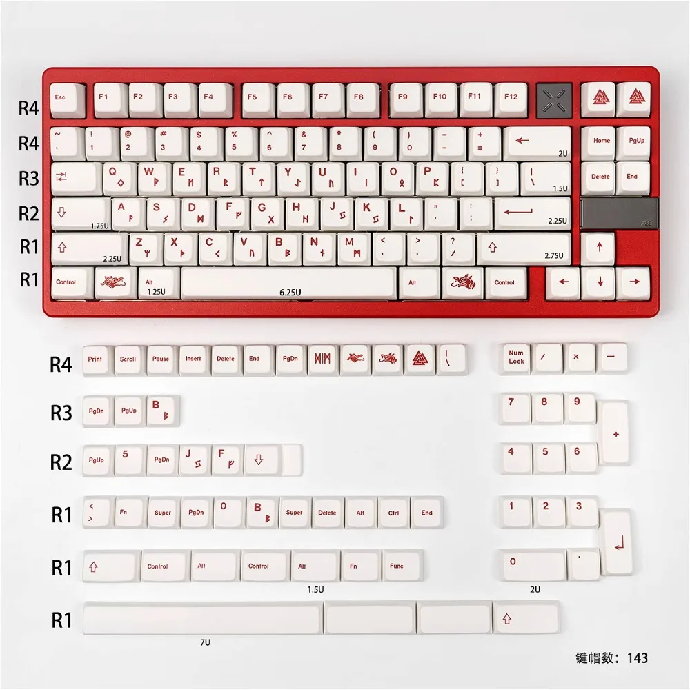 MDA High Blood Sacrifice Theme White PBT Sublimation Mechanical Keyboard Keycaps Customized Gaming Adaptation Wooting/Cherry MX