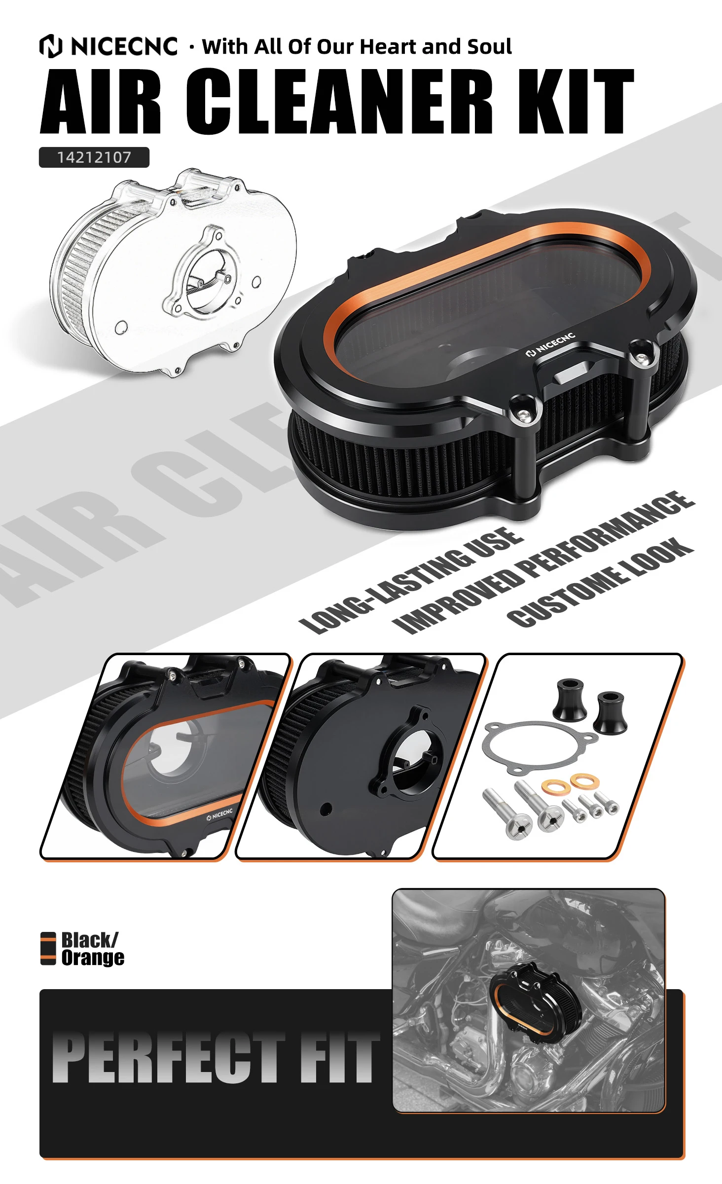 Motorrad-Luftfilter für Harley Road King/Special Street Glide FLHX/S Road Glide FLTRX/S Ultra Limited 2017–2023 – Detail 2
