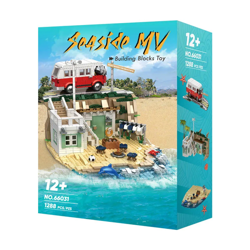 IN STOCK 66031 Creativity Seaside MV Building Blocks Model MOC Beach Assembling Bricks Toys for Boys Gift Set