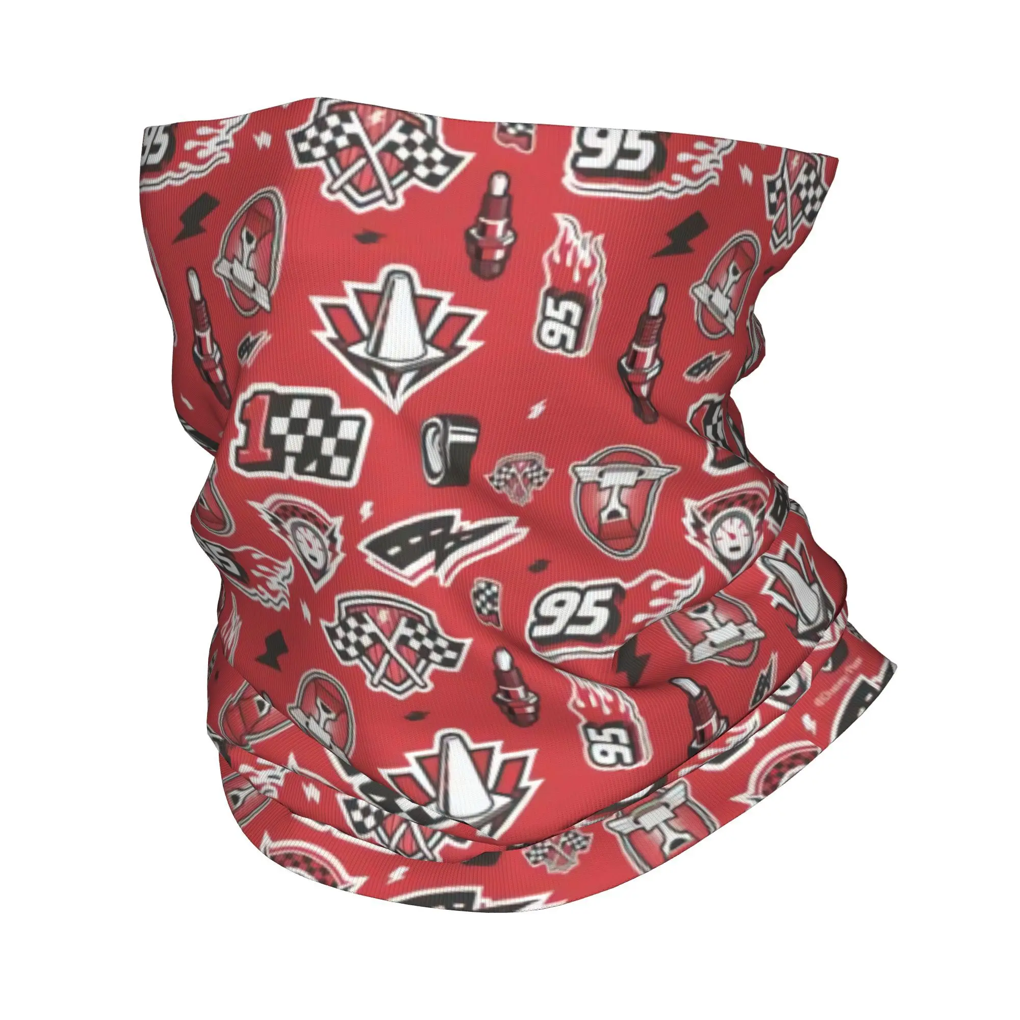 Custom Lightning McQueen Bandana Neck Gaiter for Hiking Camping Men Women Wrap Scarf Speed Racing Car Headband Warmer