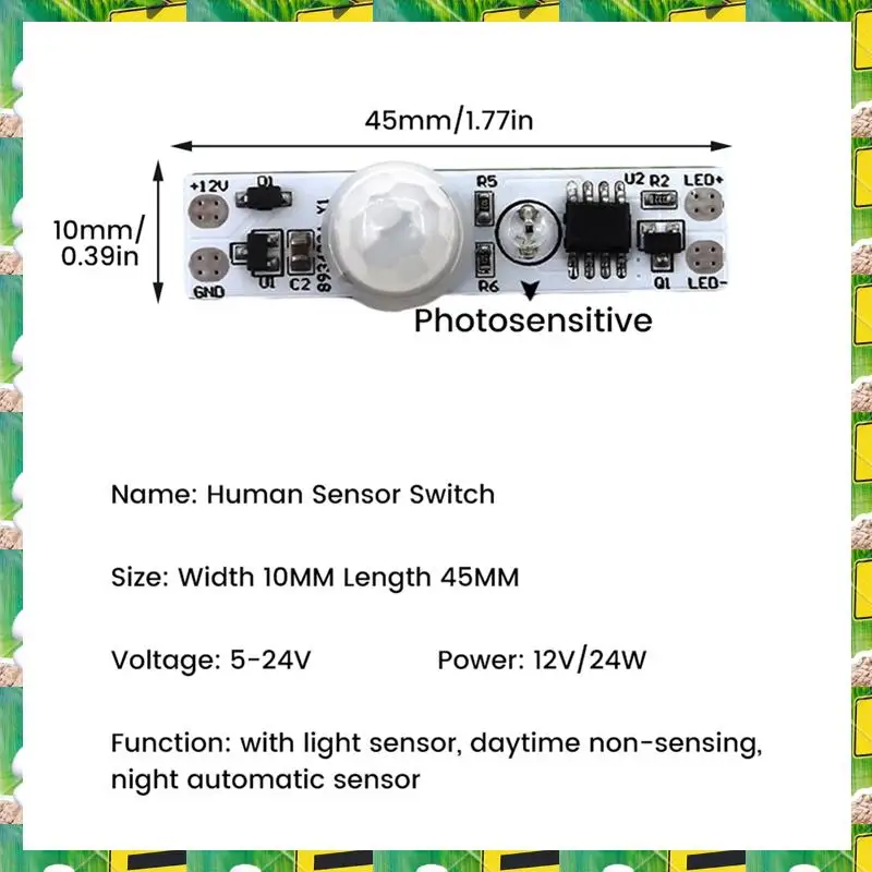 Módulo de interruptor de Sensor de movimiento PIR 3C Electron DC 5-24V 12V Módulo de interruptor de controlador de Detector de Sensor de movimiento humano, DC 5-24V 12V PI