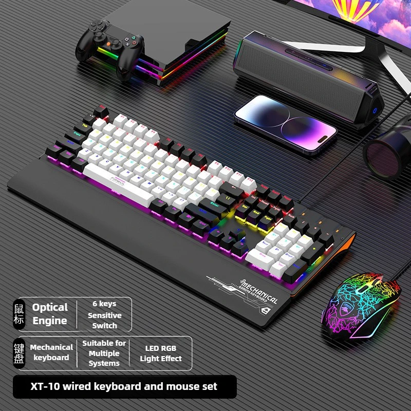 XT10 لوحة مفاتيح كمبيوتر سلكية مريحة ملونة RGB مسند المعصم لوحات مفاتيح الألعاب الميكانيكية مع مسند راحة اليد لأجهزة الكمبيوتر المحمول وسطح المكتب