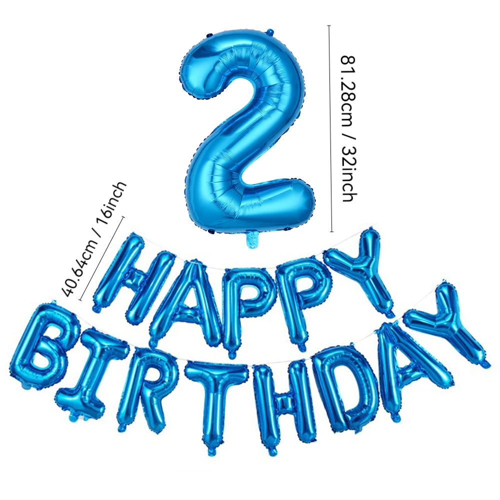بالونات أزرق مقاس 32 بوصة رقم 1-30 من رقائق الألومنيوم ومجموعة بالونات حروف "عيد ميلاد سعيد" مقاس 16 بوصة لتزيين حفلات أعياد الميلاد