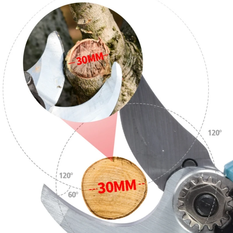 30MM Brushless Electric Pruning Shears 4 Gears Rechargeable Branch Garden Fruit Tree Bonsai Scissors For Makita 18v Battery