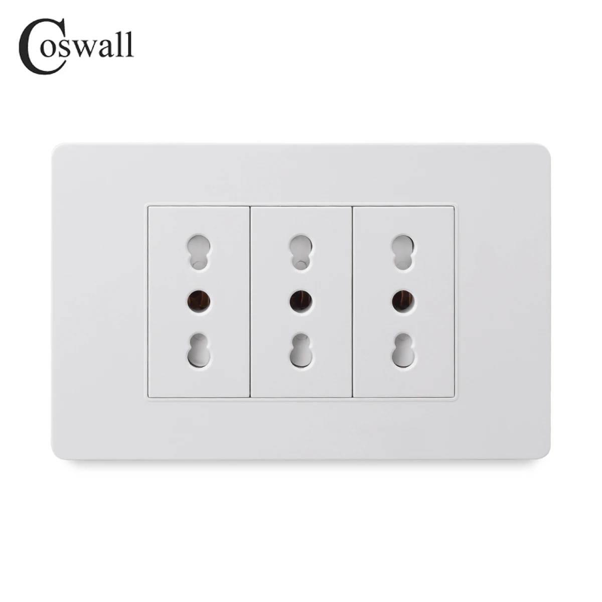 Coswall White 118 Series PC Panel Italian / Chile Standard 16A Wall Power Socket Dual USB Type-c PD 3.0 20W Fast Charging