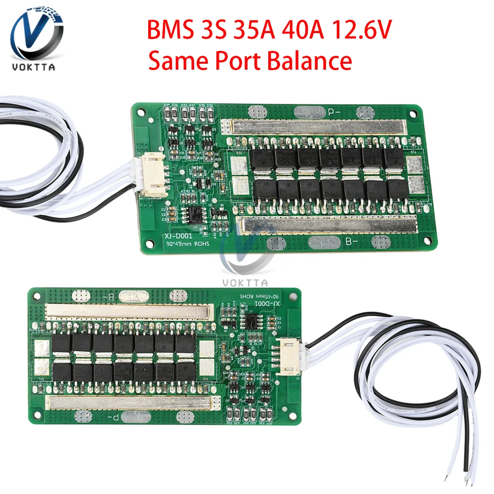 

BMS 3S 35A 40A 12.6V Li-ion Lithium Battery Protection Board 11.1V 12V 12.6V 18650 BMS Same Port Enhance/Balance Board