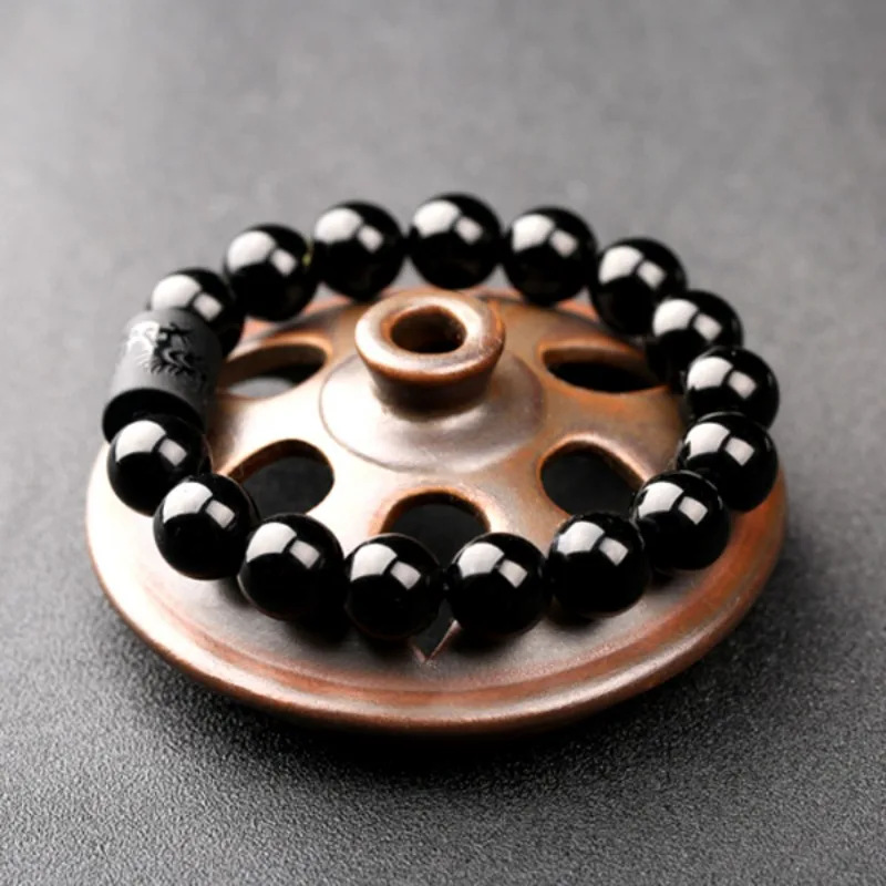 Pulseira Obsidiana Negra Pura para Homens e Mulheres, Casais Zodíaco, Transporte