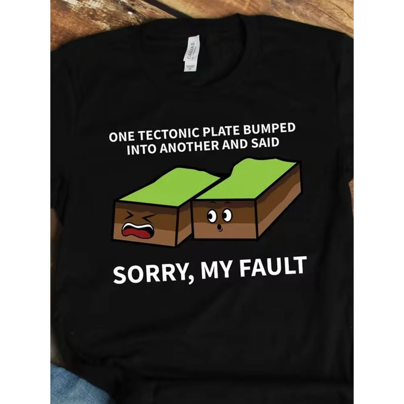Funny Plates Earthquake My Fault Shirt Casual Crew Neck Short Sleeve Medium Stretch Geometric Pattern Ideal For Enthusiasts Science Humorous Graphic Tee Stretchy Fabric Shirt T Shirts