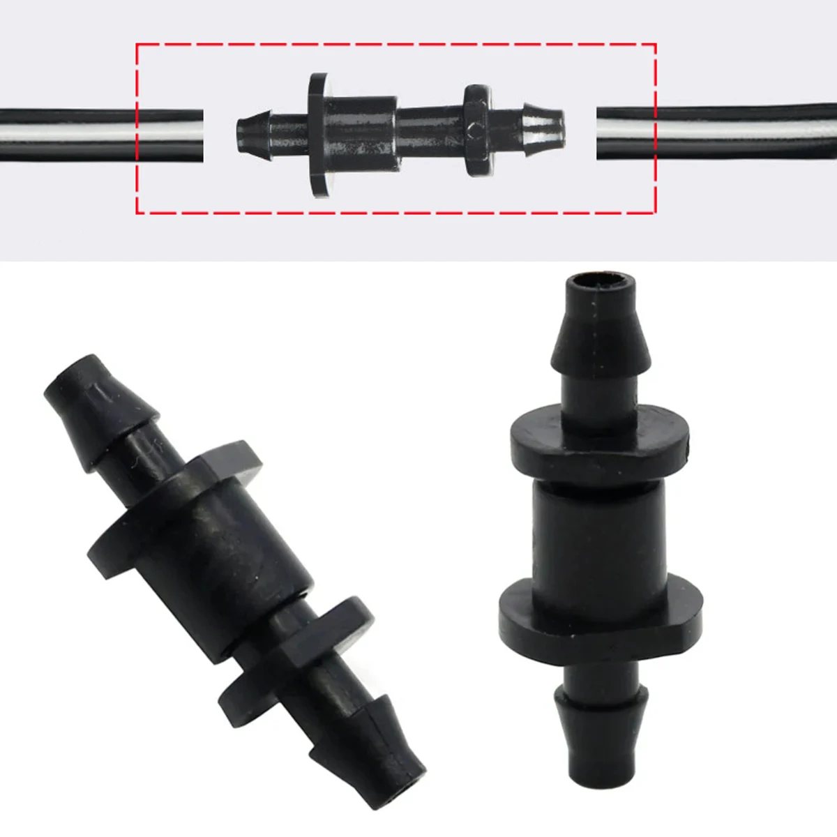 

1/4" Pipe Movable Double Barb Straight Connector 4/7mm Hose Quick Connect Kit Garden Orchard Misting System Joint Fittings 40Pcs