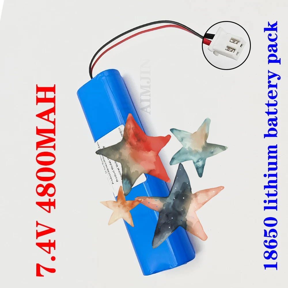 2S2P Battery Pack   18650 Lithium-ion Battery 4800mAh 7.4 V, Suitable for Headlights/CCTV/cameras
