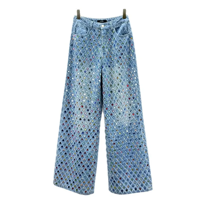 

Джинсы Heavy Industry Diamond для женщин больших размеров, весна 2026, новые, с высокой талией, свободные, европейский жаккард, широкие штанины, модный бренд