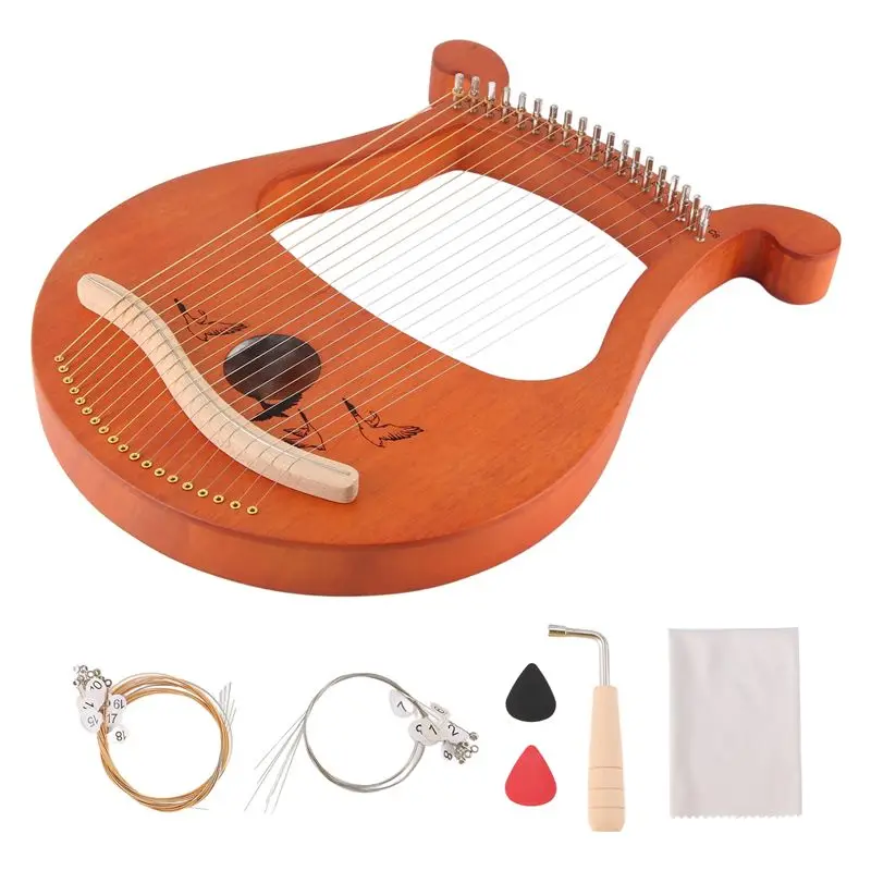 A99I-Lyre Harp,19 String Greek Violin,19 String Lyre Unique Patterns Carved Phonetic Symbols,For Music Lovers Beginners,Etc