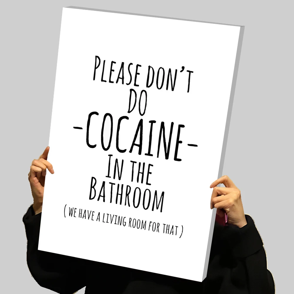 Cartel de sala de estar Cocaine para baño, impresiones divertidas, póster, pintura en lienzo personalizada, arte de pared, decoraciones para el hogar, varita, artes de decoración Deko