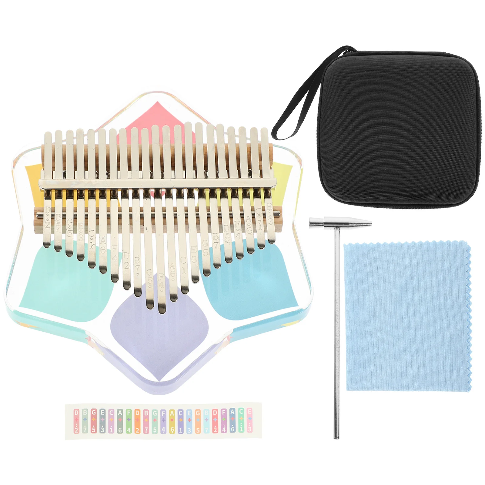 

1 Set 21-Tone Crystal Transparent Acrylic Thumb Piano Kalimba For Beginners With Accessories Durable Portable Small Finger Piano