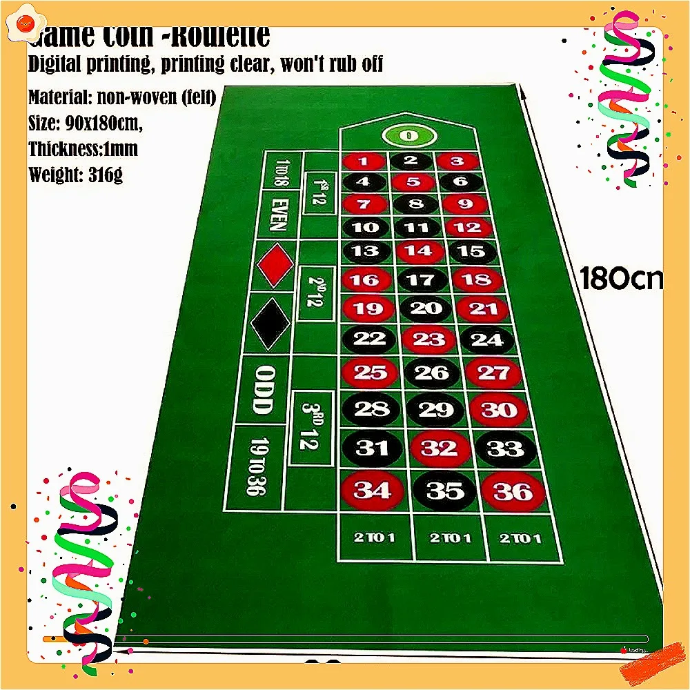 

180x90cm non-woven fabric poker table mat is specially designed for Texas Hold 'em poker games. The perfect gaming night of Texa