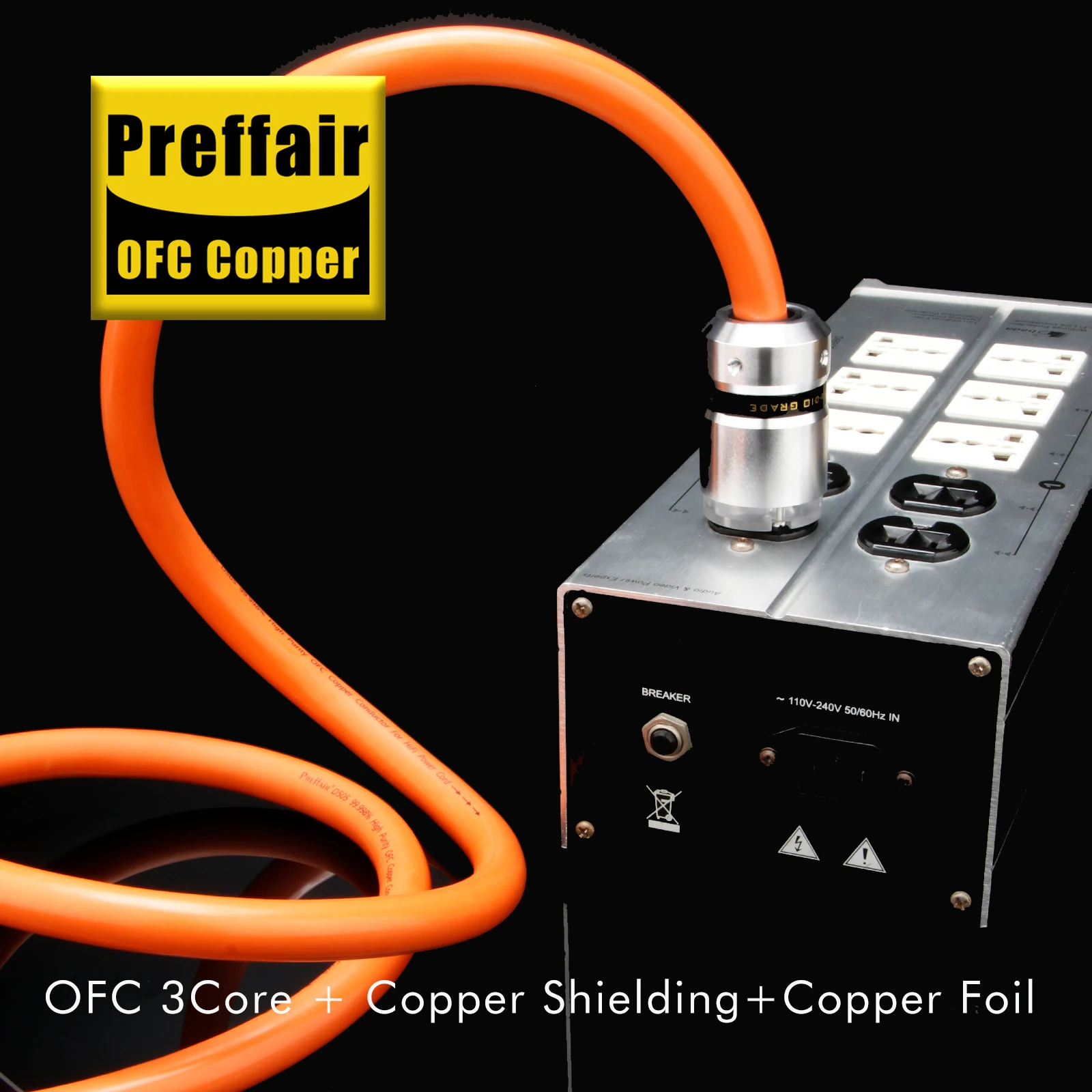 Preffair (LINN K800 Style) HI-End D505 OFC النحاس النقي الاتحاد الأوروبي/الولايات المتحدة/الاتحاد الأفريقي/المملكة المتحدة موصل الطاقة Schuko سلك الطاقة لـ AMP/DAC/الخلاط/CD/DVD