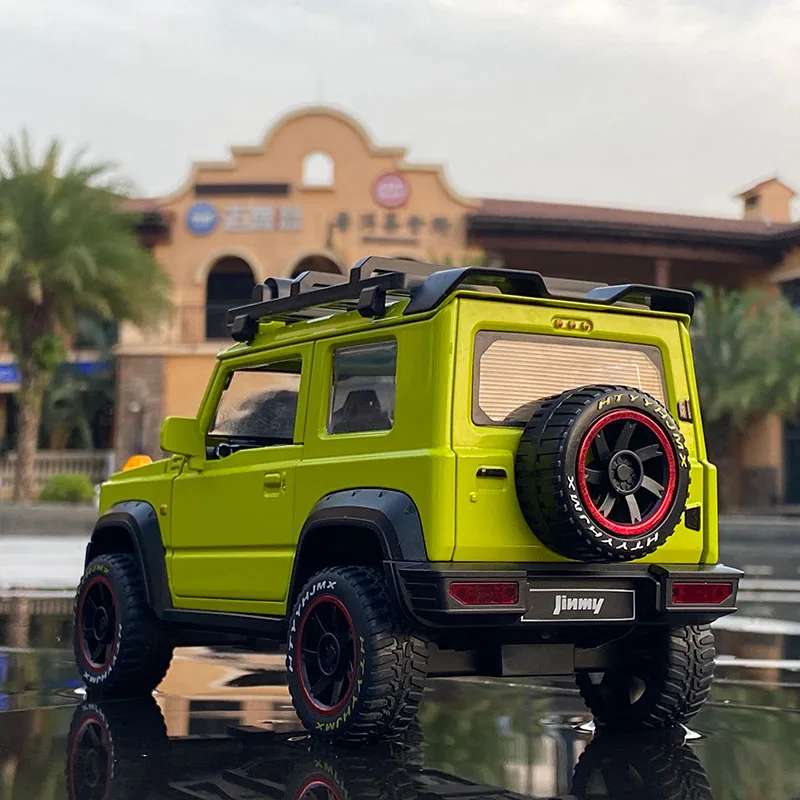 1:18 SUZUKI Jimny modello auto in lega pressofusi giocattolo in metallo fuoristrada modello auto suono e simulazione di luce giocattoli per bambini