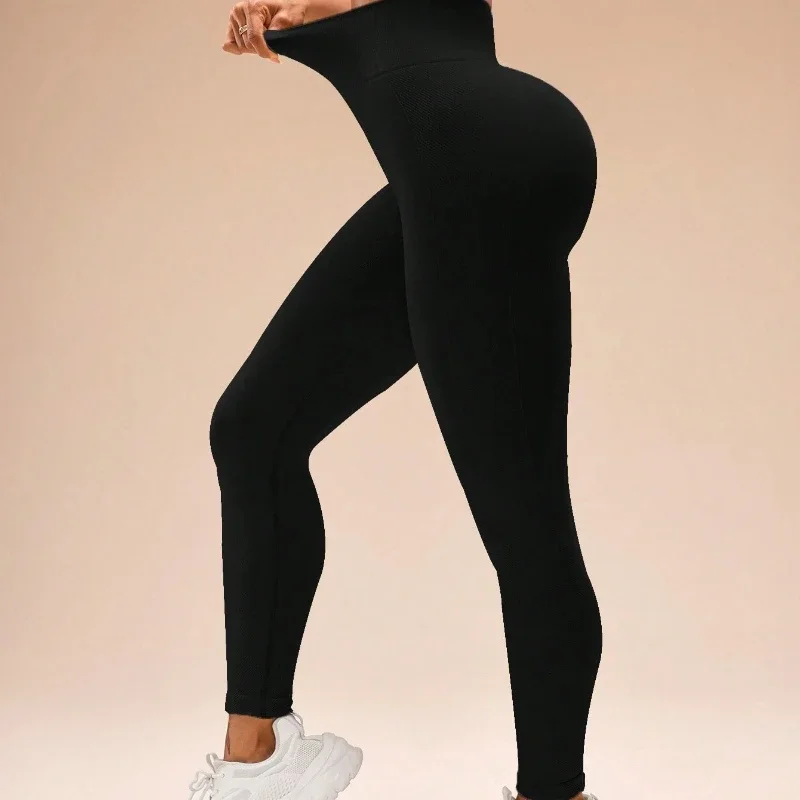 여성용 속건 짐 요가복 스레드 심리스 요가 팬츠 여성용 피치힙 롱 팬츠 스포츠 아름다운 엉덩이 팬츠