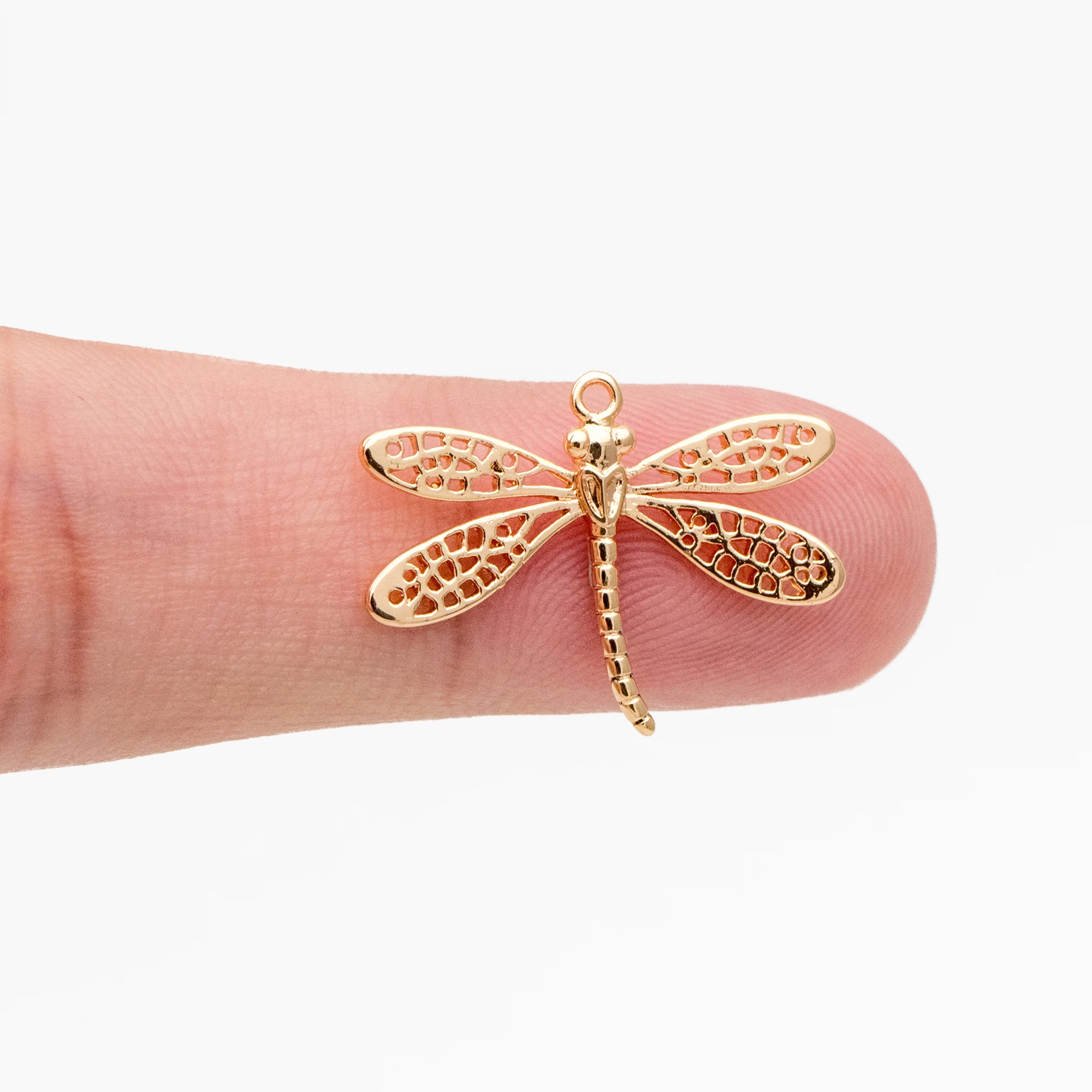 

10pcs Gold/ Silver Cute Dragonfly Charm, 18K Gold/ Rhodium Plated Brass, Pendants For Jewelry Making Diy Accessories (GB-3915)