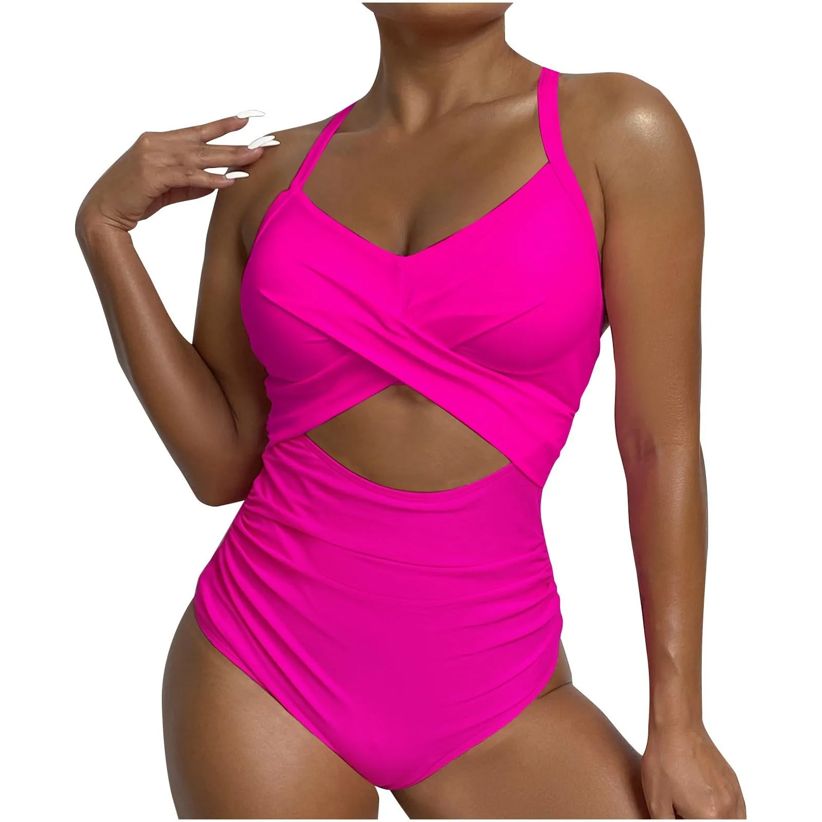 Jednoczęściowy strój kąpielowy Tankini 2024 New Solid Halter Plus Size Brazil Beach Push-Up Strój kąpielowy z wysokim stanem Bikini Monokini