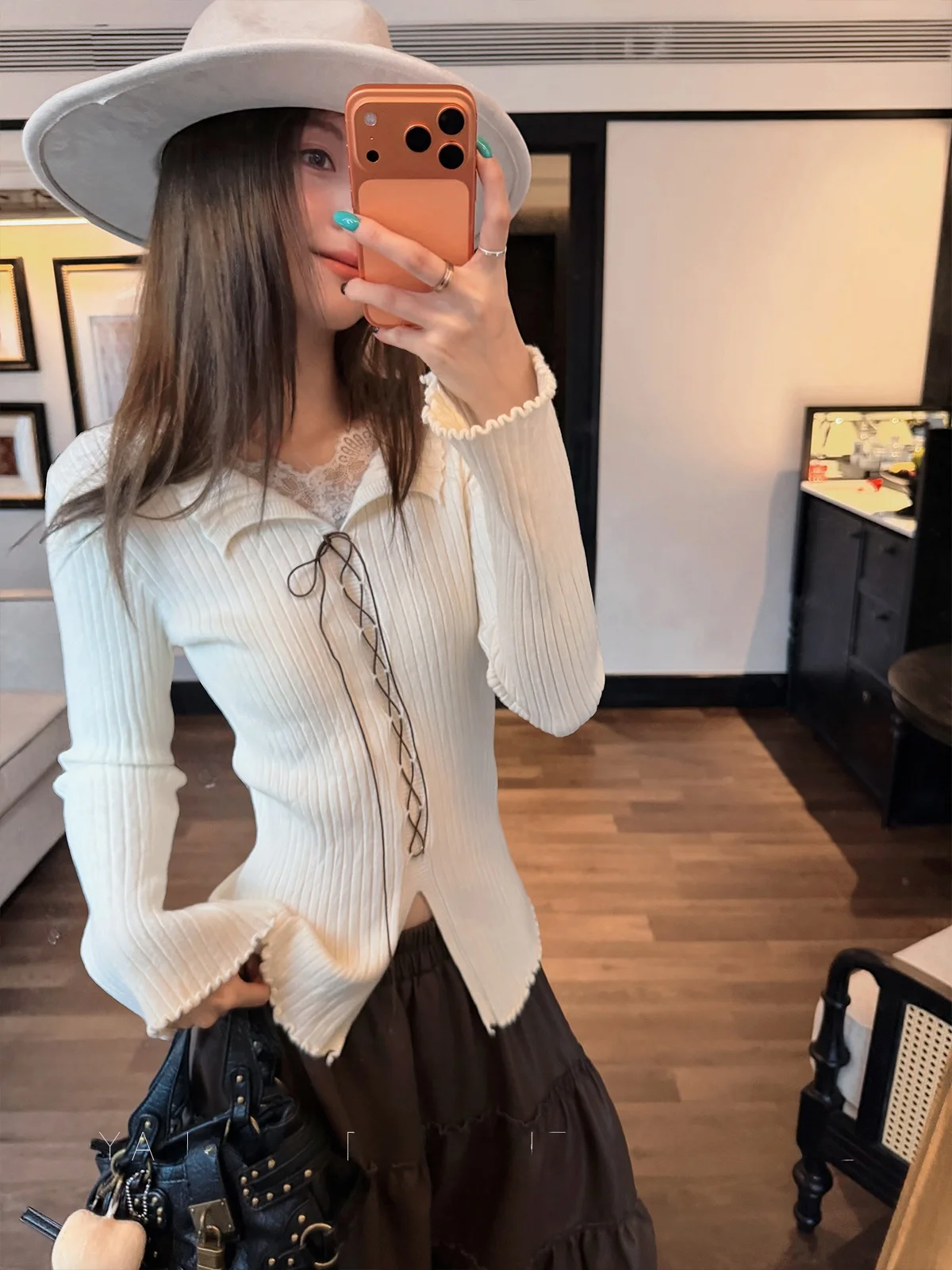 

Белый вязаный свитер с кружевной отделкой, женский облегающий базовый топ, осенняя новинка, модный мягкий тонкий лонгслив для девушек