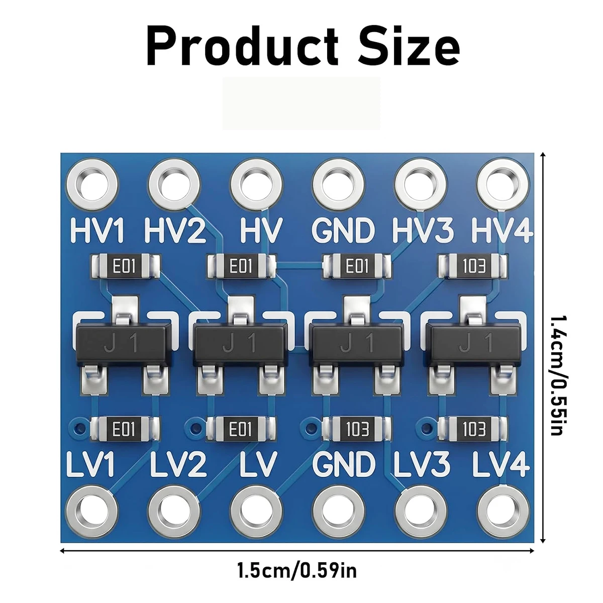 4 Channel Level Shifter Module, Bi-directional Logic Converter, 3.3V to 5V & 5V to 3.3V, I2C UART SPI Signal Conversion Board