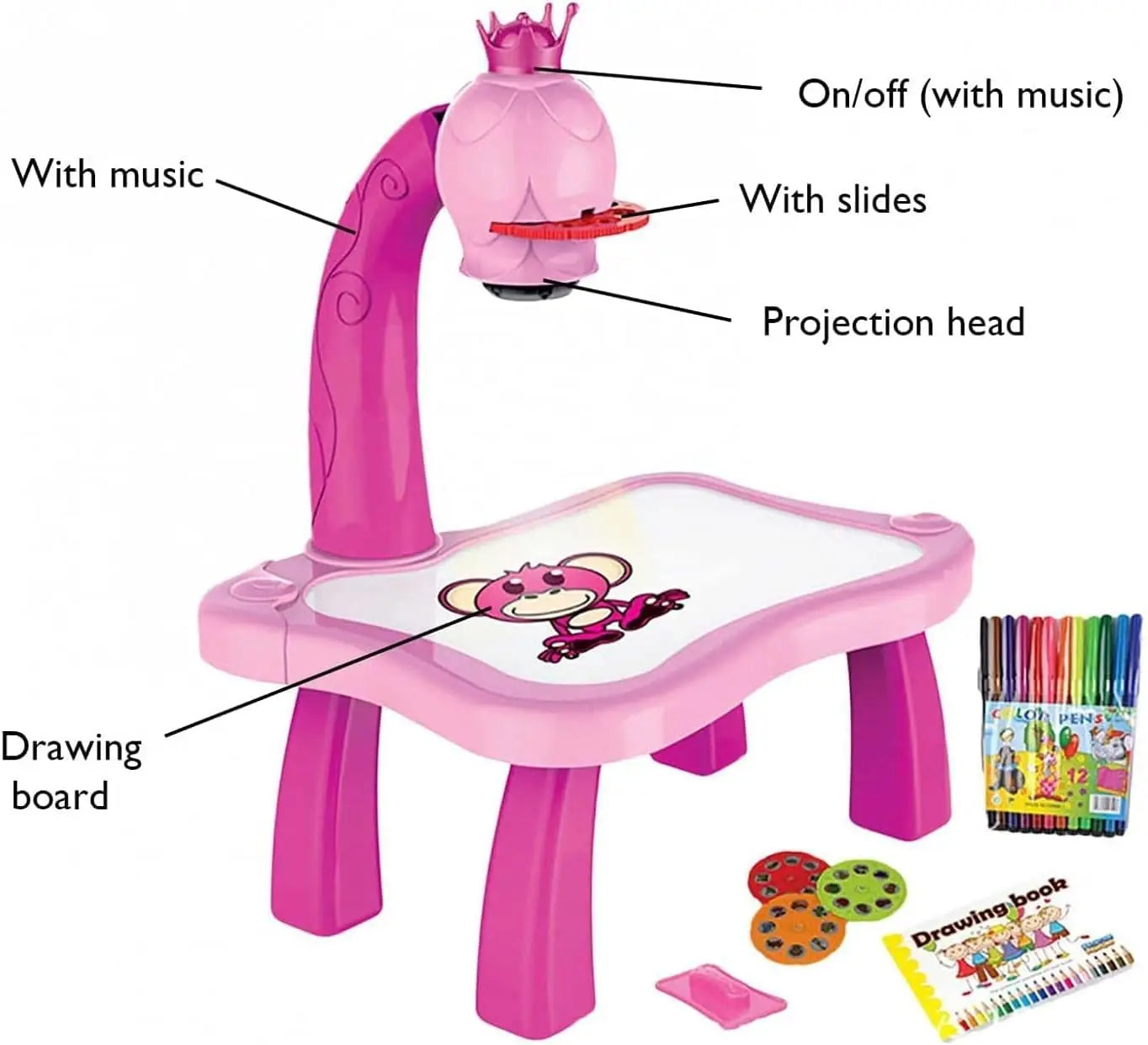 Children led projector drawing table toy painting set table educational board learning tools painting toys for children