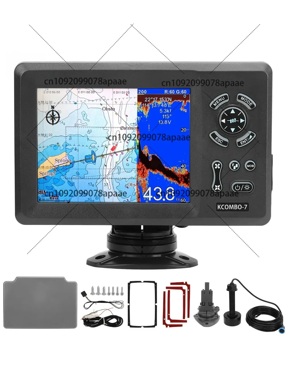 

Профессиональный цветной ЖК-дисплей для морского эхолота и GPS-плоттер с преобразователем, двухчастотным рыболовным снастим для лодок