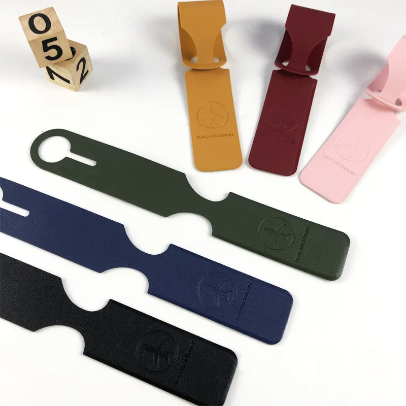 6Pcs/Set Multi-Color Double-Sided Heat-Pressed Travel Luggage Accessories, Airplane Pu Long Luggage Tags, Luggage Identification Tag Set, Suitable for Multiple Family Members to Use