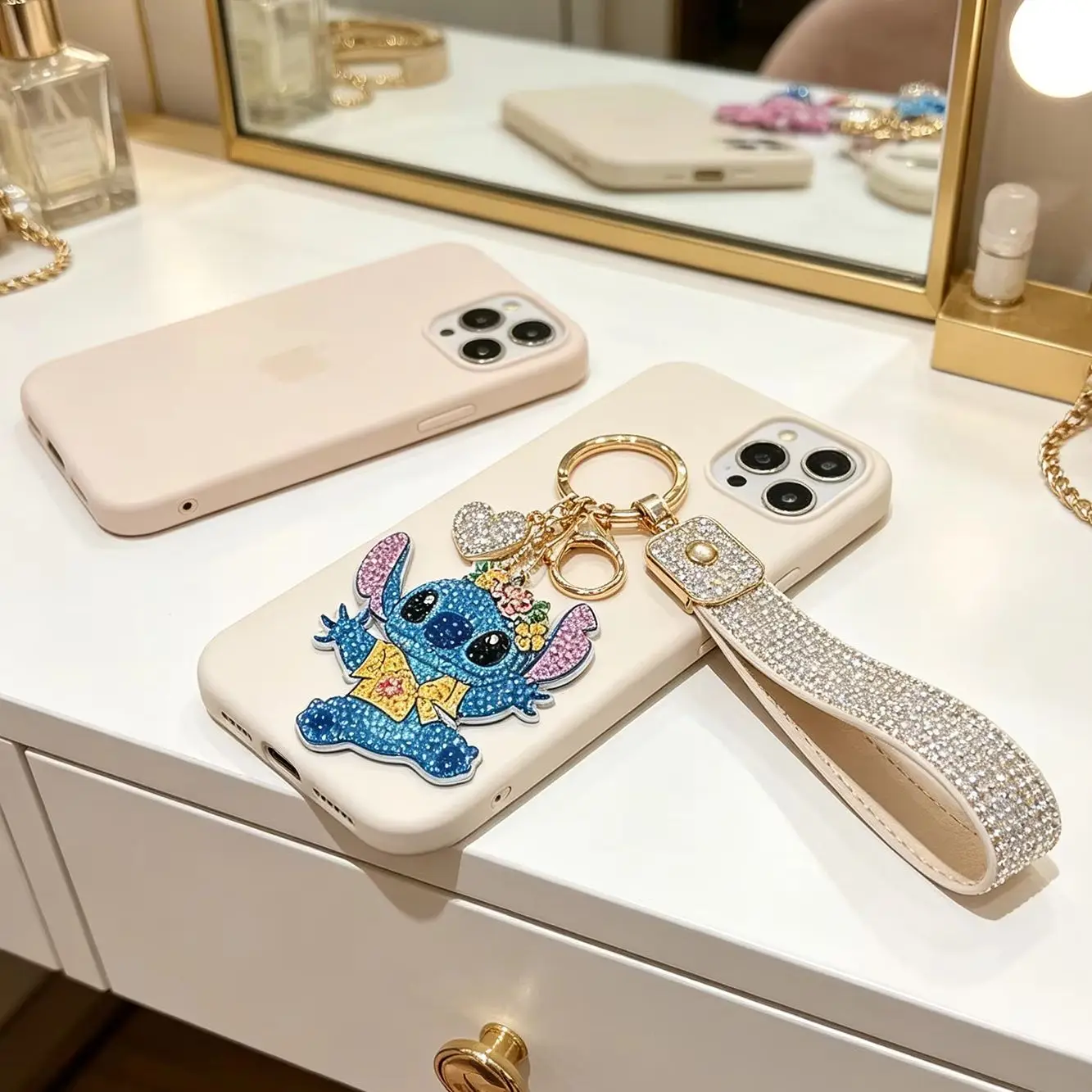 Mickey Minnie Blue Alien 5D Diamond Painting Keychain - Cute Cartoon Bag Pendant Craft Kit for Kids Anime Superhero Gift